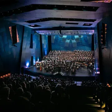 Students performing in the RCU Theatre at Pablo Center 